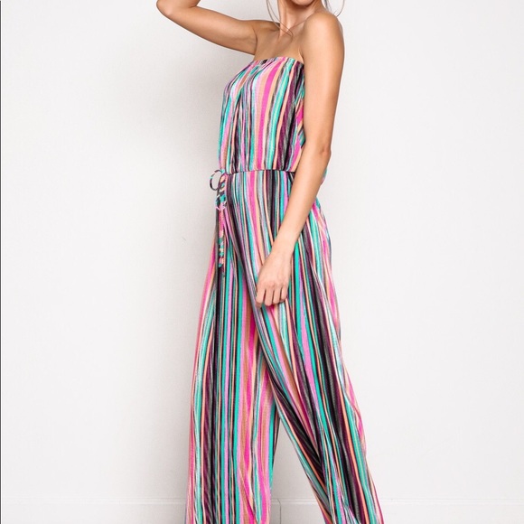 Strapless Jumpsuit- FUSHIA - Picture 5 of 6